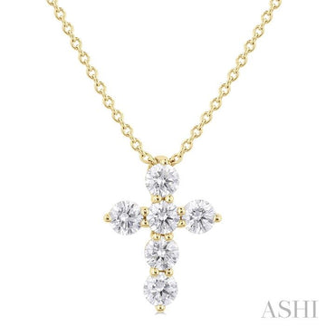 14K Yellow Gold Diamond Cross Pendant, 0.35Carat TW
